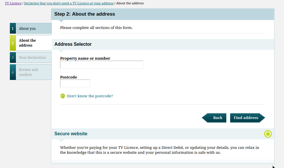 Address asked for as part of the declaration
