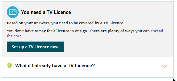 Popup claiming you need a licence anyway